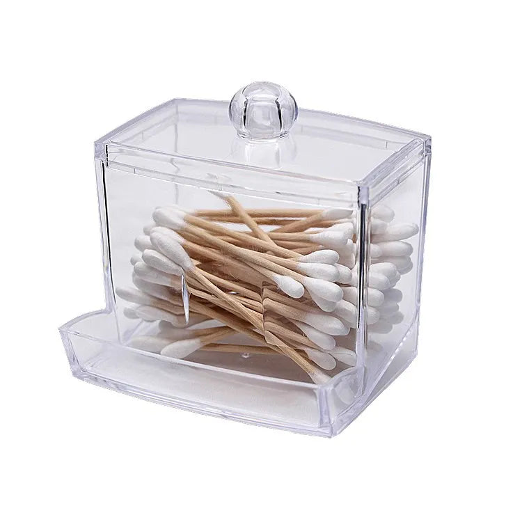 Acrylic Makeup Organizer Cotton Swabs Qtip Container Cosmetic Makeup Cotton Pad Organizer Jewelry Storage Box(Empty Box)