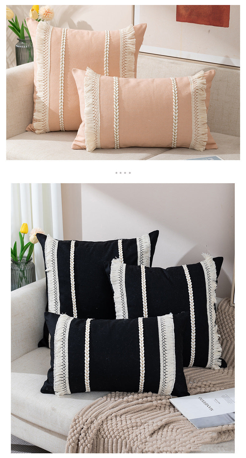 Bohemian Pillowcase Living Room Sofa Tassel Throw Pillow Case Macaron Knitted Home Decorative Cushion Waist Cover