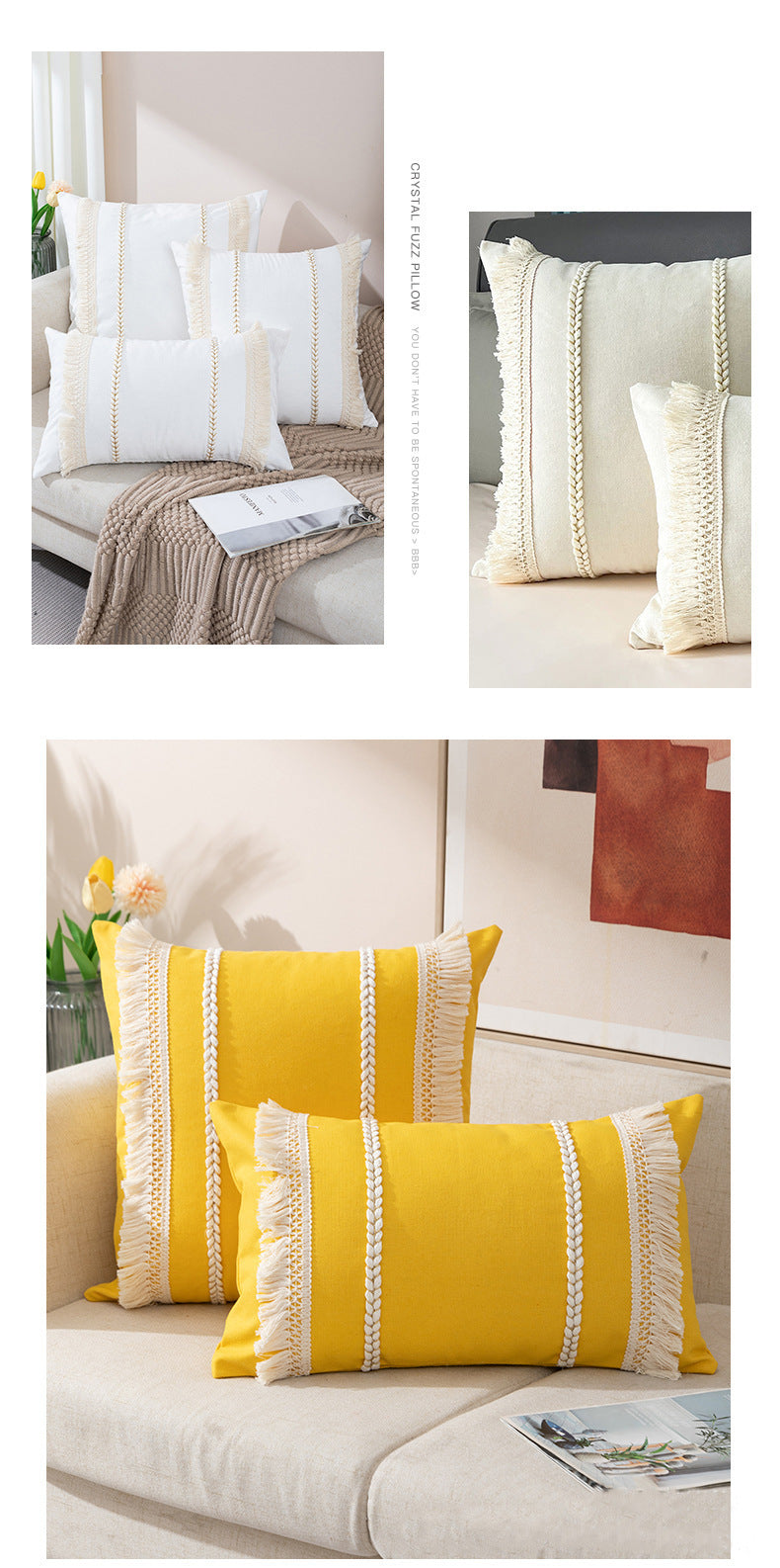 Bohemian Pillowcase Living Room Sofa Tassel Throw Pillow Case Macaron Knitted Home Decorative Cushion Waist Cover
