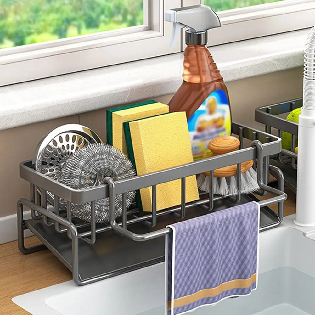 Compact Tap-Mounted Spice Shelf – Sink Organizer with Drainage Rack – Space-Saving Kitchen Storage for Utensils/Accessories