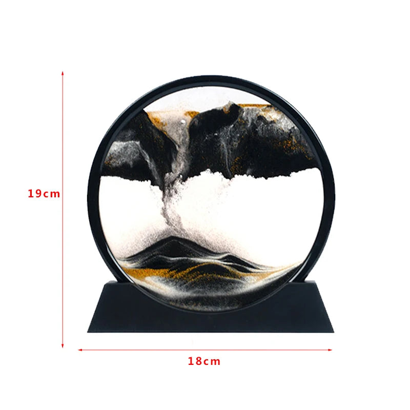 Office Home Decor 3D Extract Hourglass Quicksand Moving Sand Art Picture Round Glass Deep Sea Sandscape Craft Flowing Painting