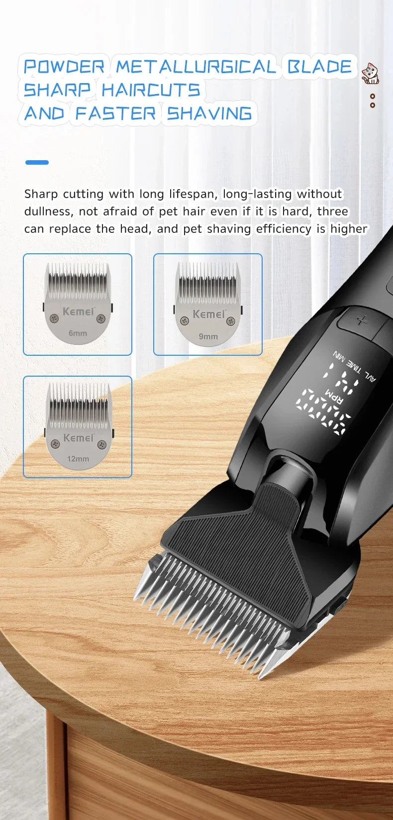 kemei 1857 professional pet dog grooming clipper electric rechargeable cat hair shaver dog hair trimmer 10W animal hair clipper