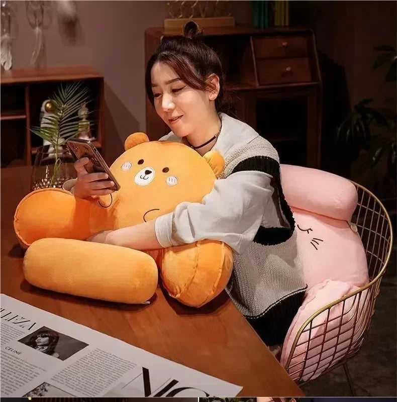 Cute Cartoon U-Shaped Cushion - Soft Cotton Neck Waist Protection Pillow Sofa Bed Office Chair Backrest for Reading Support