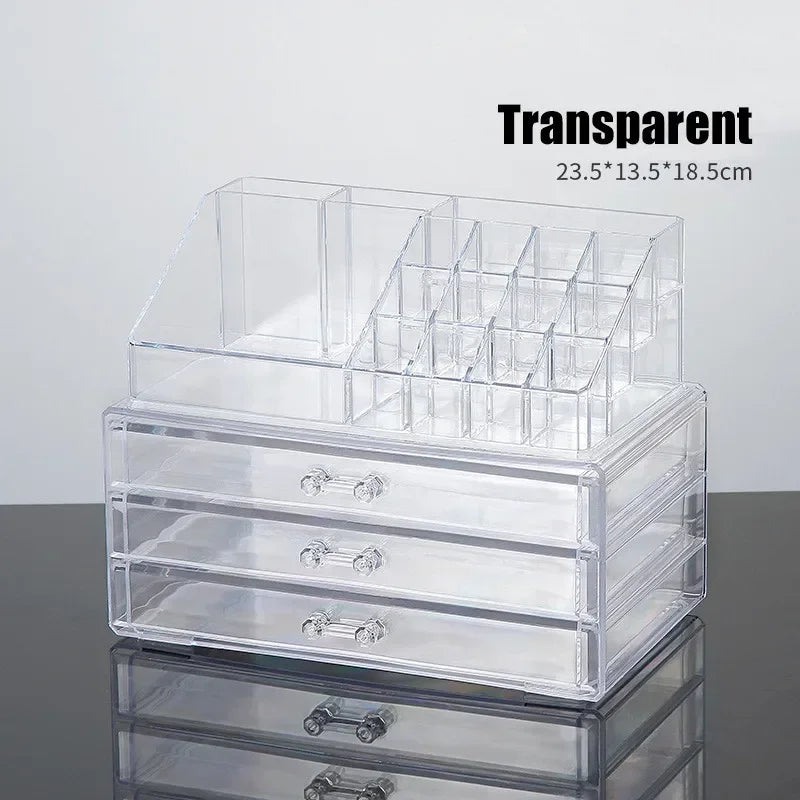 Acrylic Cosmetics Storage Case Four Drawer Type Transparent Cosmetics Box Large Size Manicure Makeup Organizer Display Case