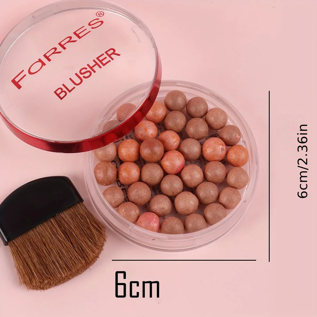 Multi-Tone Powder Blush Pearls with a brush,Water Resistant Natural Finish Face Blush for All Skin Tones,various holiday makeup
