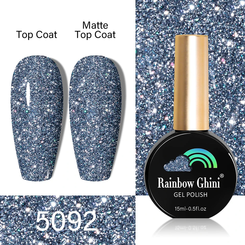 RG HEMA TPO FREE Neon Glitter Gel Nail Polish 15ml Nail Art Manicure Semi Permanent Gel Hybrid Varnishes Top Base Coat UV Nail