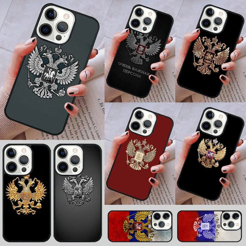 Russia Flag national emblem Phone Case cover For iPhone 17 Air 14 13 15 16 16e Pro Max Coque 12 11 Pro Max For Apple PLUS