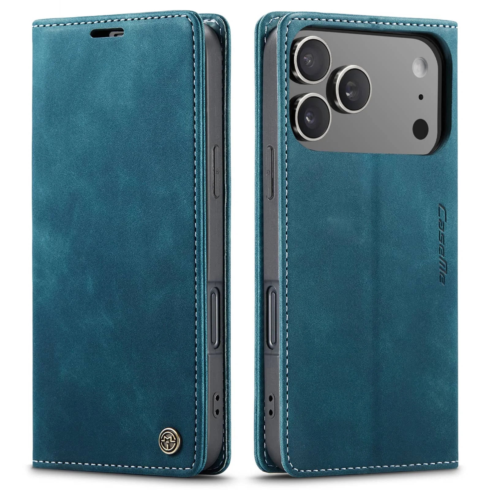 Leather Flip Wallet Case for iPhone 17/17 Pro/17 Pro Max/Air, Magnetic Folio Cover with Card Holder, Shockproof TPU Kickstand