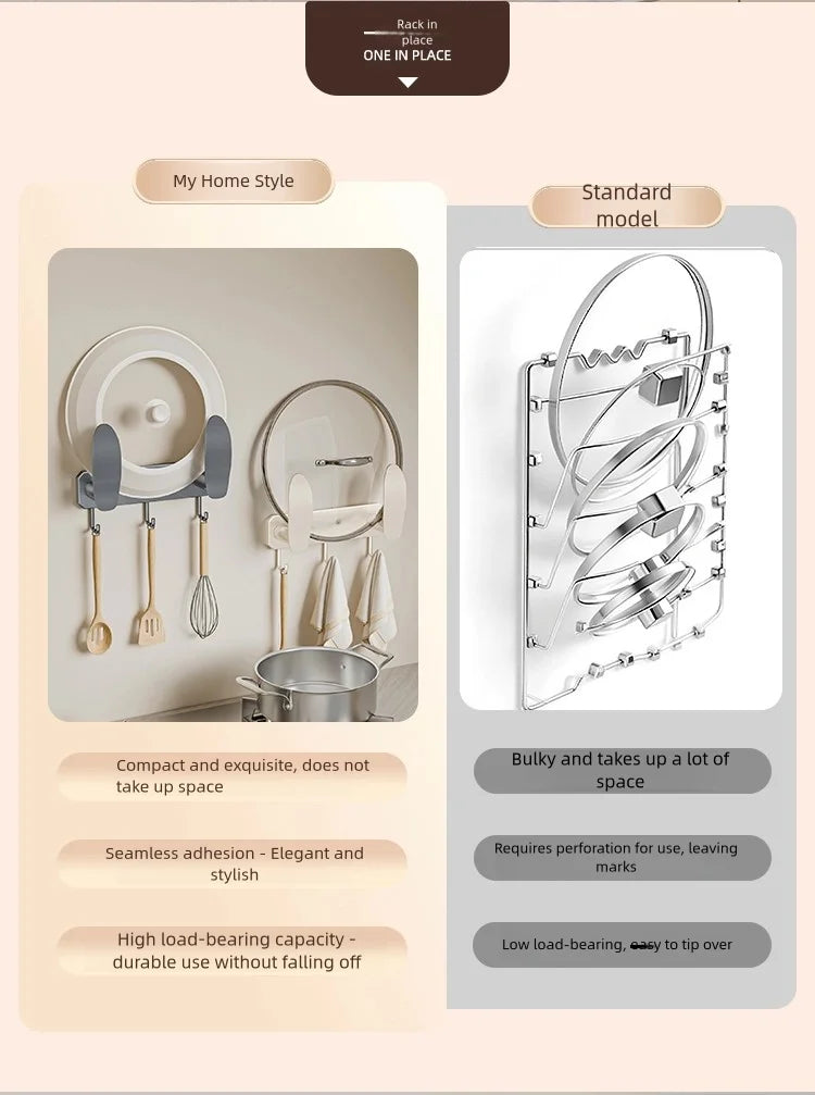 No-drilling kitchen storage rack, pot lid rack, wall-mounted cutting board, display rack, storage rack, household multifunctiona