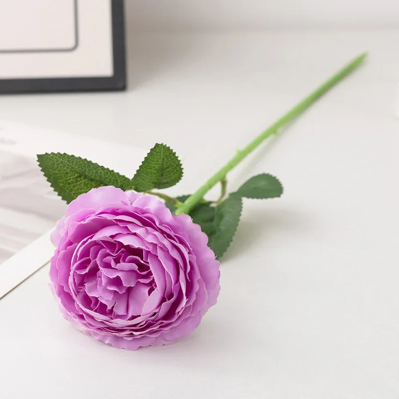 48cm Artificial Flowers Branches Rose Real Touch Peony Decor For Home Vase Wedding   Christmas Valentine's Gift Fake Flower