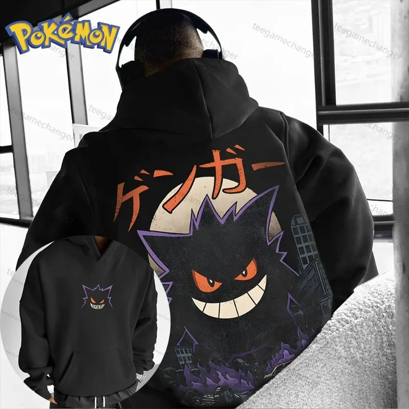 Pokémon Game Super Cool Gengar Printed Hoodie Men and Women Autumn/Winter New Y2K Harajuku Large Size Casual Trend Sweater Top