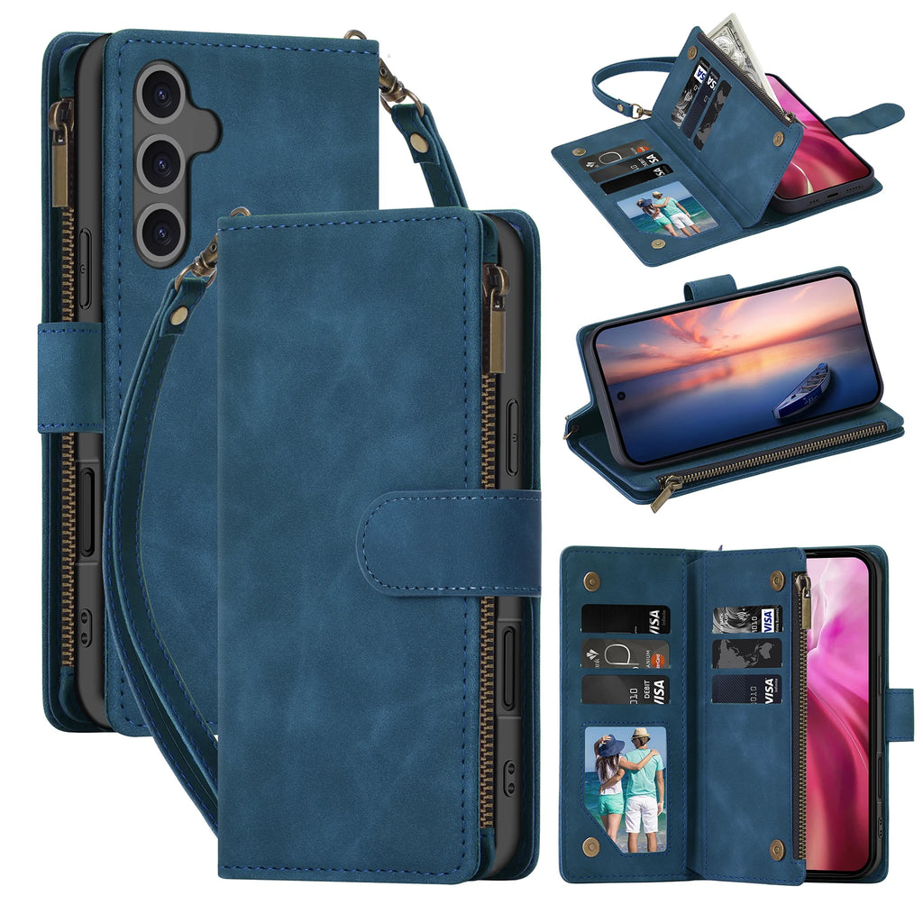 CAESBON Wallet Multi-card Zipper Kickstand Magnetic Flip Leather Case For Samsung Galaxy A06 A16 A26 A36 A56 A15 A25 A35 A55 A14