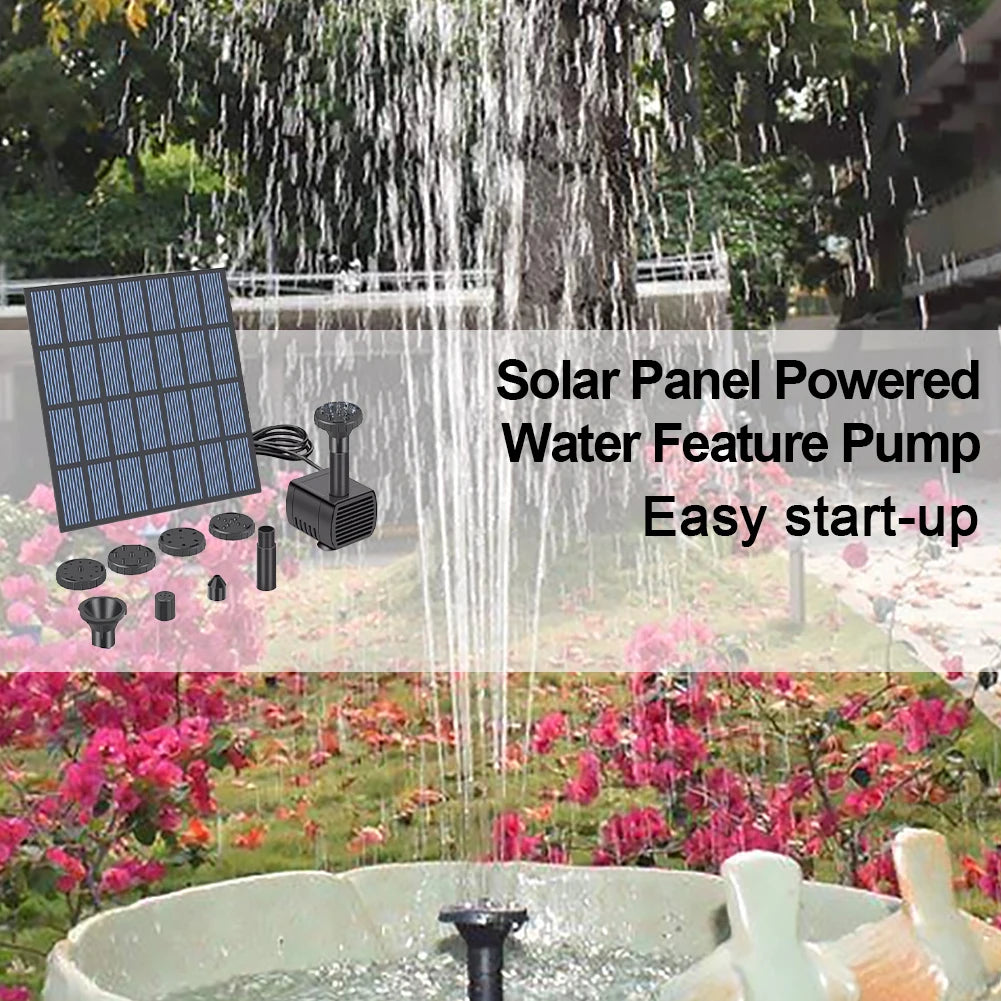 Solar Fountain Pond Pump Kit with Nozzles Solar Powered Fountain Water Pump Solar Fountain for Bird Bath Ponds Garden Fish Tank