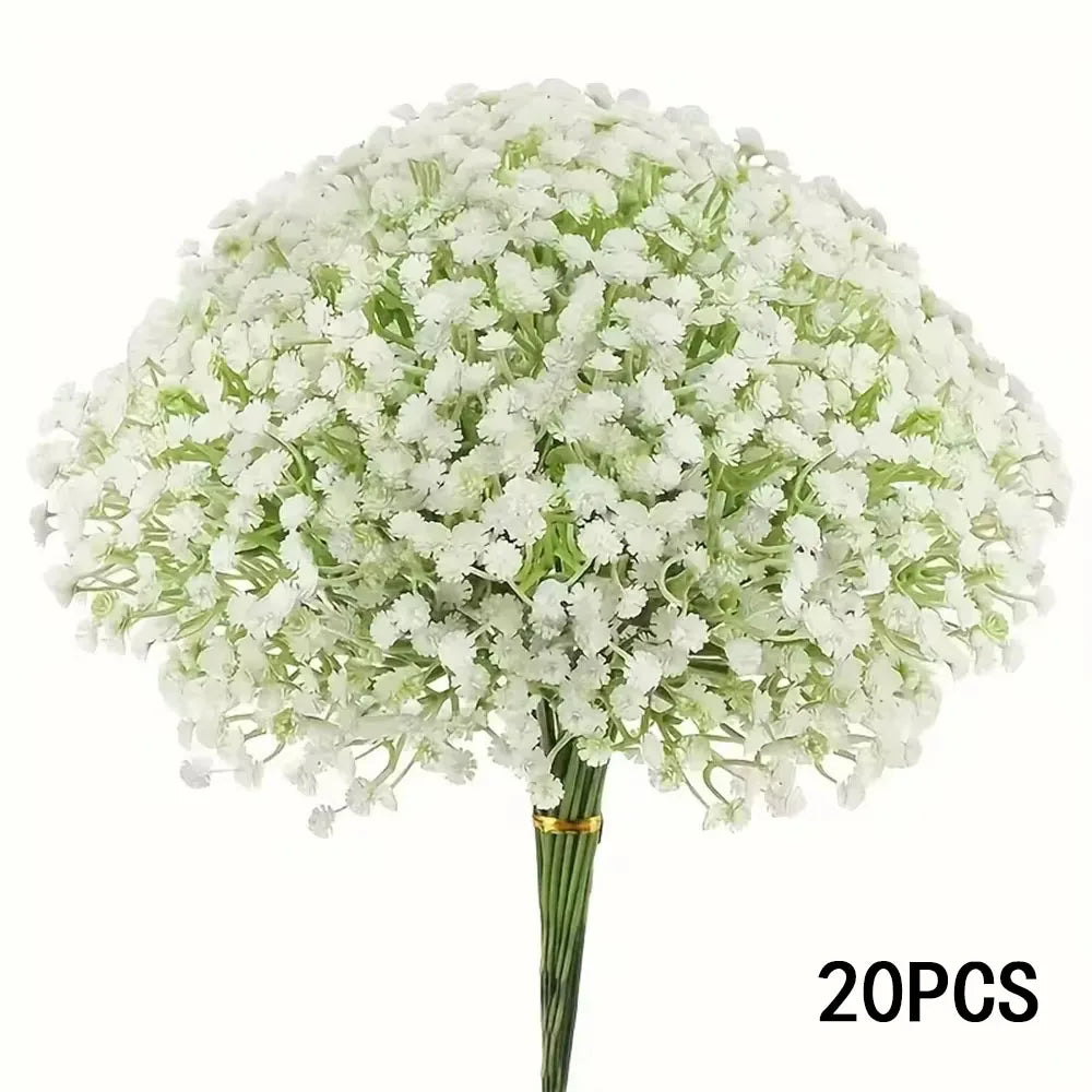 20PCS Babies Breath Artificial Flowers Plastic Gypsophila DIY Floral Bouquets Arrangement for Wedding Home Room Decoration