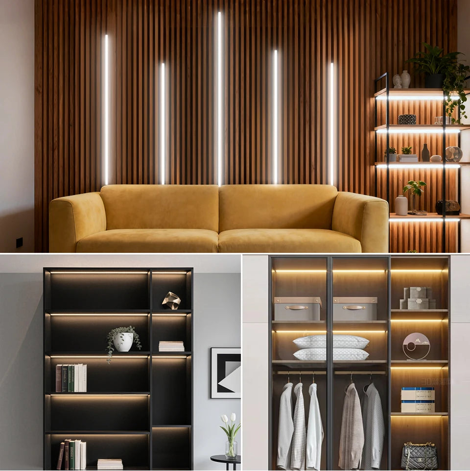 COB Neon Strip Under Cabinet Led Lights Penetrable Wood Dimmable Touch Sensor Wall Lamp,Kitchen Storage Cabinet Lighting Decor