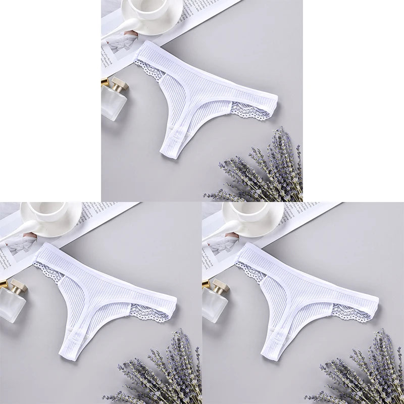 3Pcs Plus Size Women Thongs Cotton Lingerie Panties Sexy Solid Underwear low rise G-String Underpant Comfort Briefs 1xl-3xl