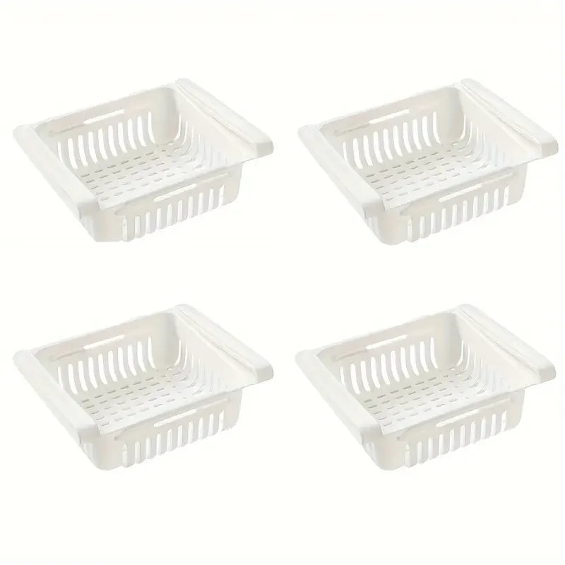 Expandable Kitchen Refrigerator Storage Rack Multifunctional Drawer Storage Basket with Drainage Function