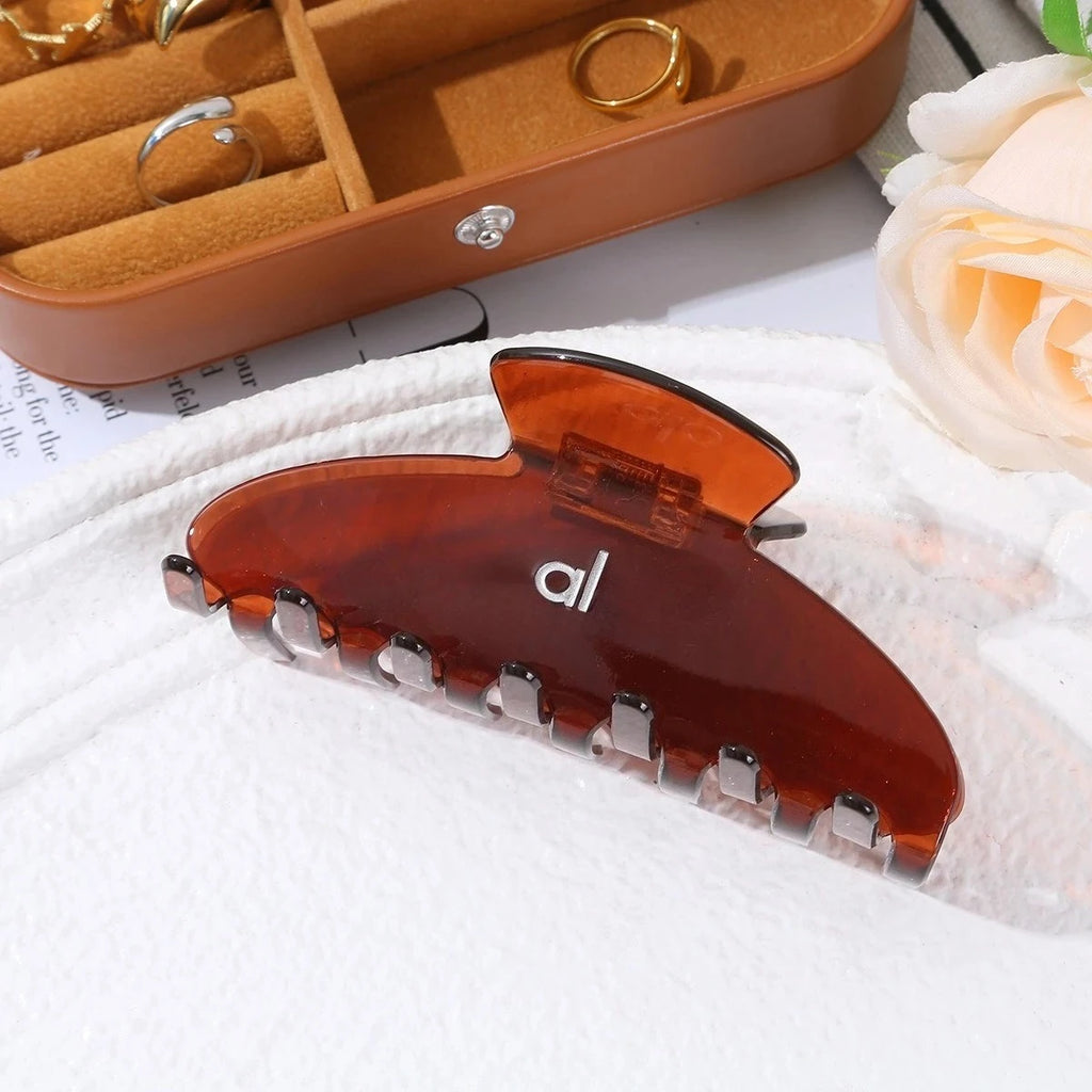 AL Double Ear Hollow-out Design with Vinegar Acid Grab Clip Women's Hair Clip for Top Hair Buns and Ponytails