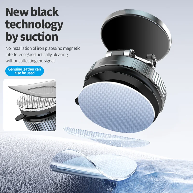 Magnetic Phone Holder Electric Car Mount Foldable Strong Vacuum Suction Stand For Cell Phone For iphone 12-16 Pro Mobile Phone