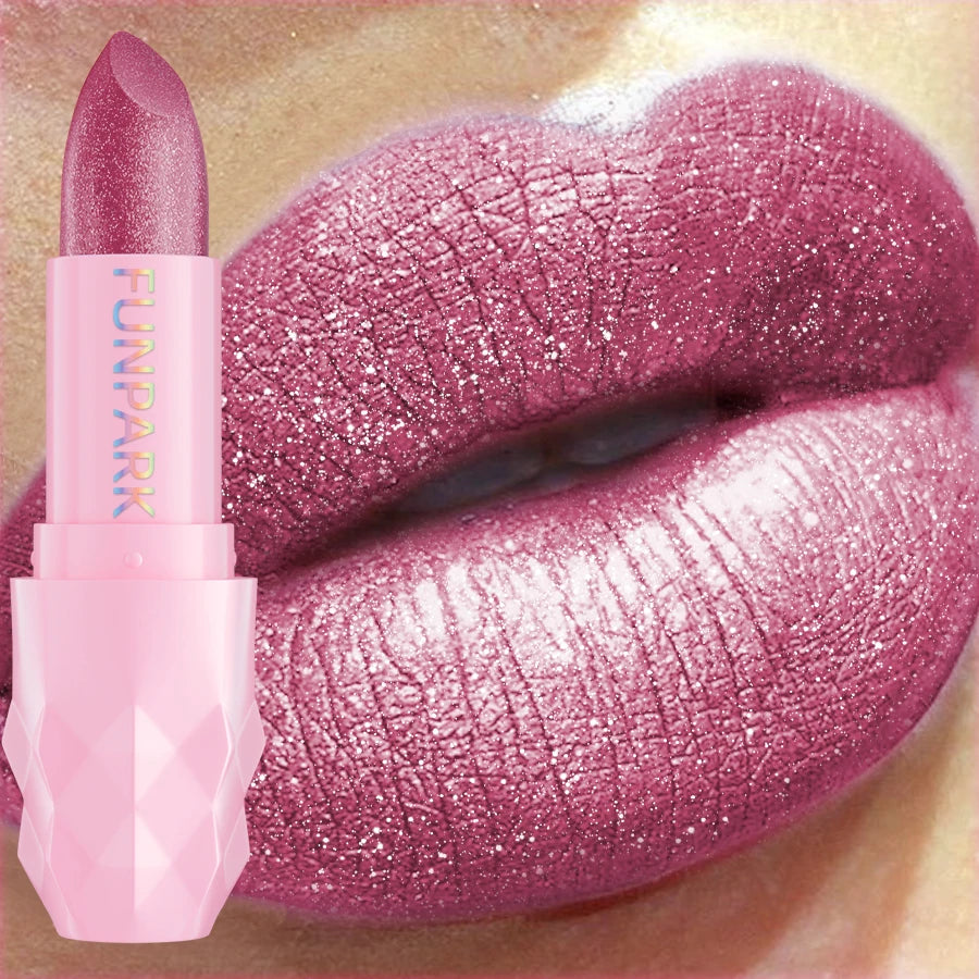 3 colors glitter shiny metallic lipstick pearlescent high pigmented lip tint waterproof lip senior lip makeup gitfs lip glaze