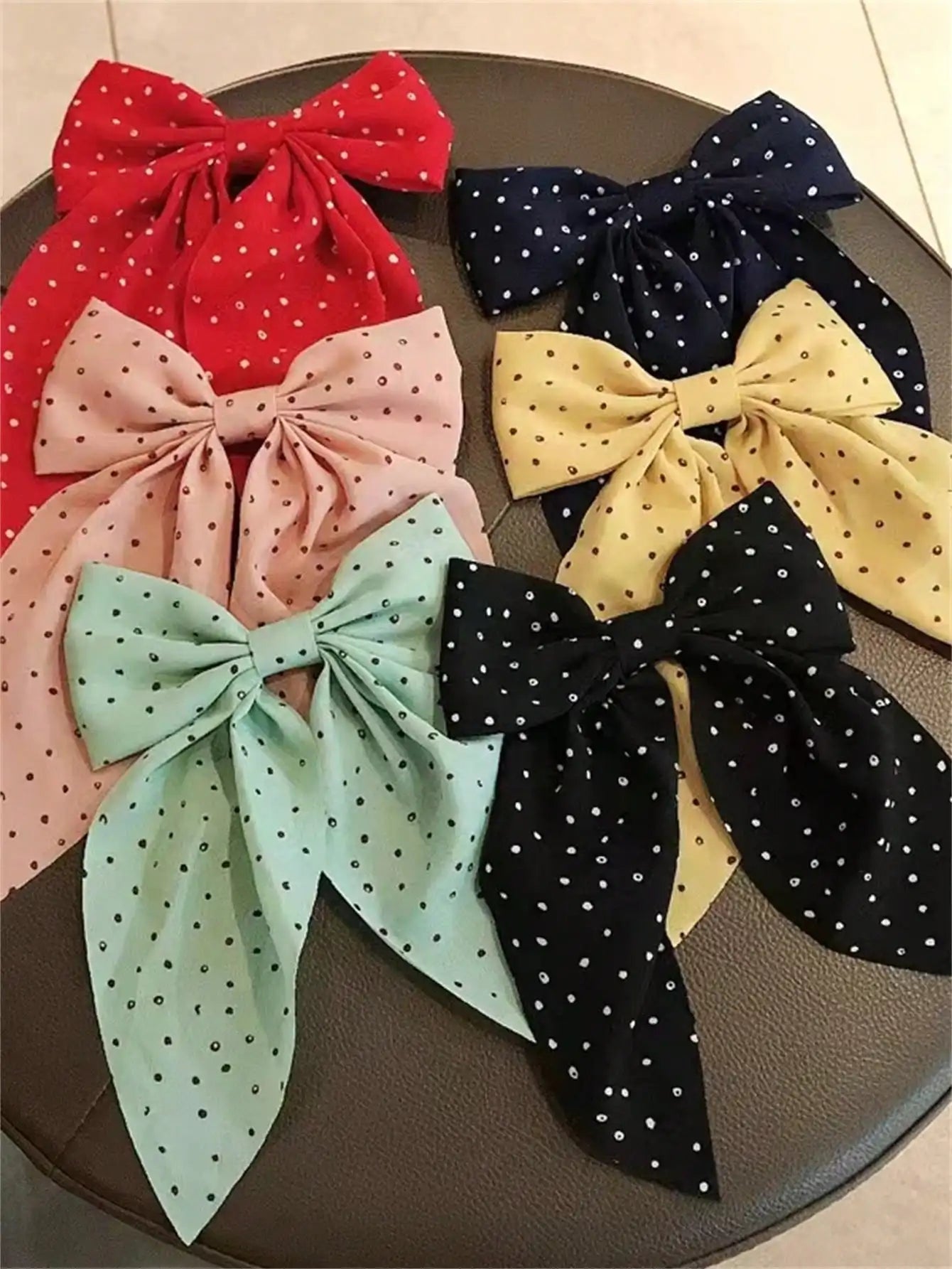 6 spring clip streamers bow hair clips for women