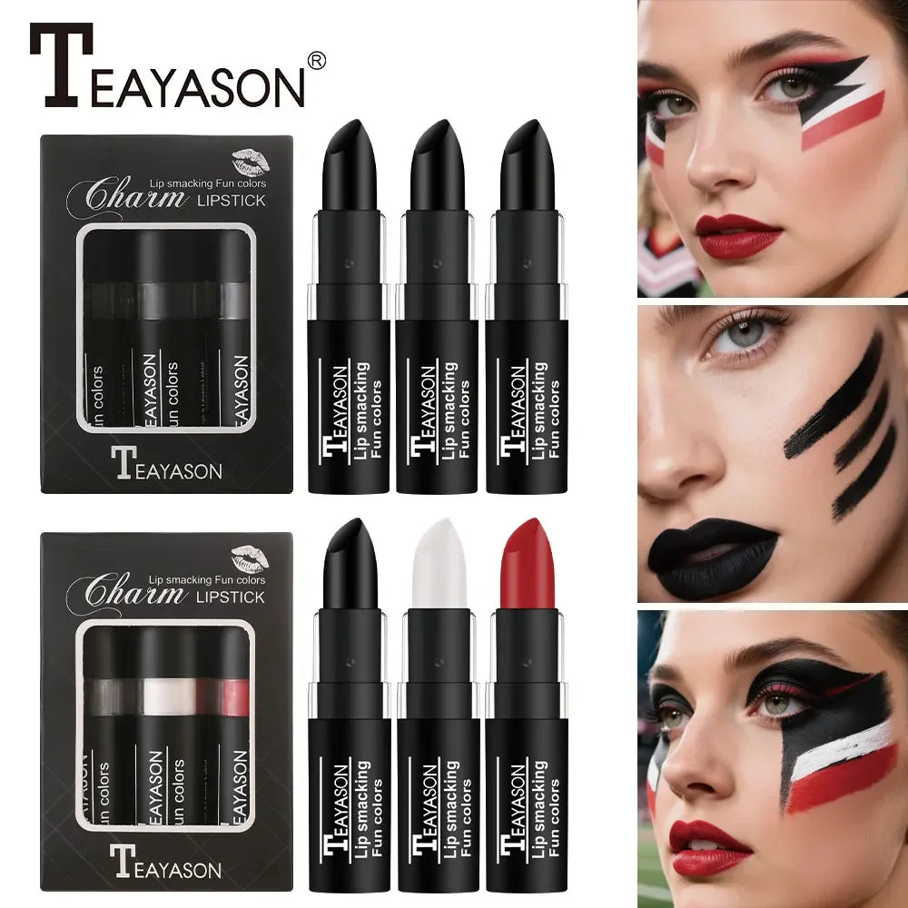 Matte Lipstick Velvet Finish Waterproof Long Lasting Non Transfer Dark Shades Black White Red Holiday Makeup