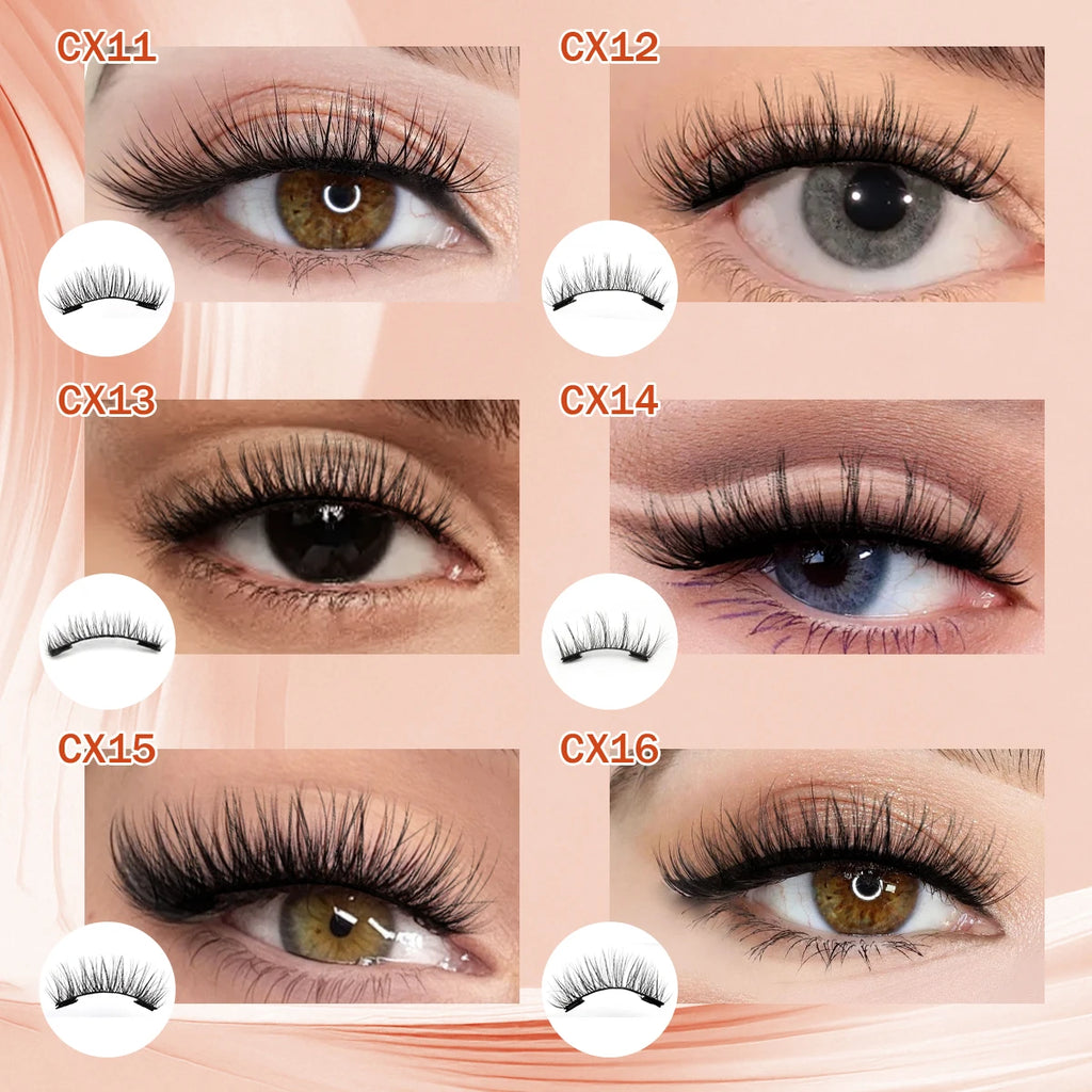 Magnetic Lashes Kit With Curler 10 pairs Reusable Fluffy Natural Magnetic Mink False Eyelashes Waterproof No Glue Needed Makeup