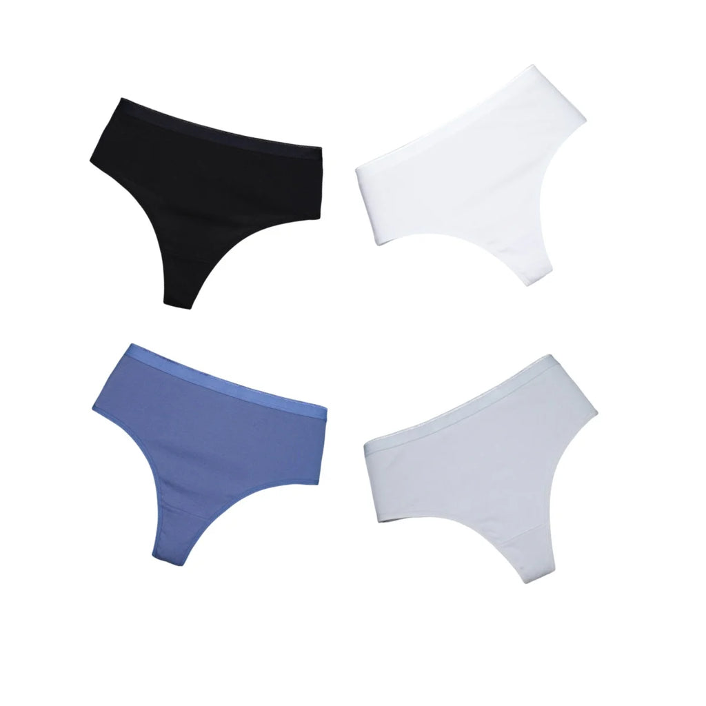 4Pcs/Set Women Cotton Panties Sexy High-Waist Sport Thongs 6 Soild Colours Breathable G-strings Summer Sexy Lingerie