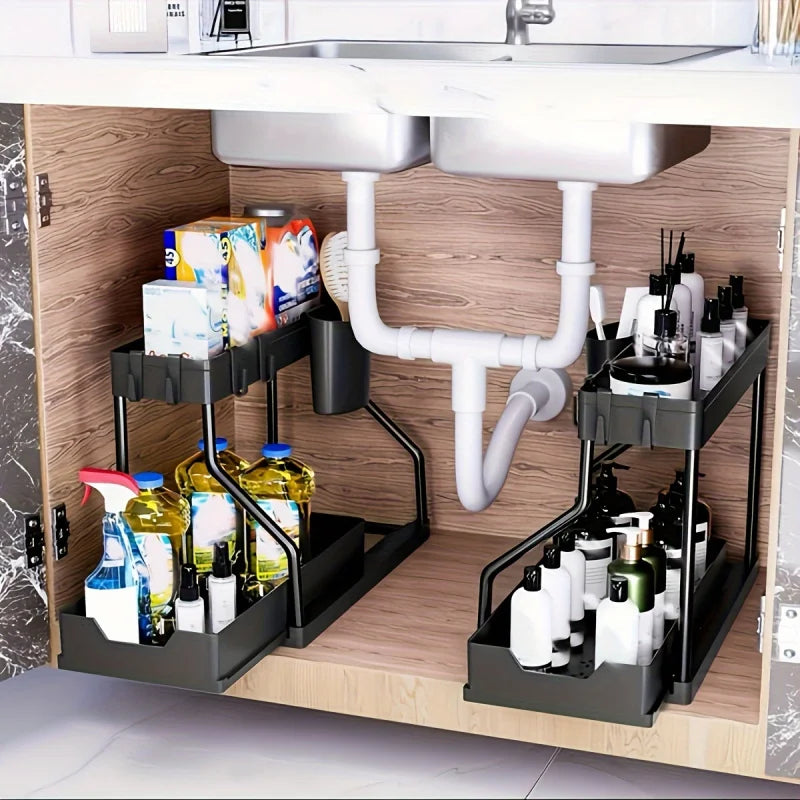 Multi-layer Pull-out Finishing Seasoning Household Kitchen Rack Bathroom Sink Layered Sundries Storage Rack
