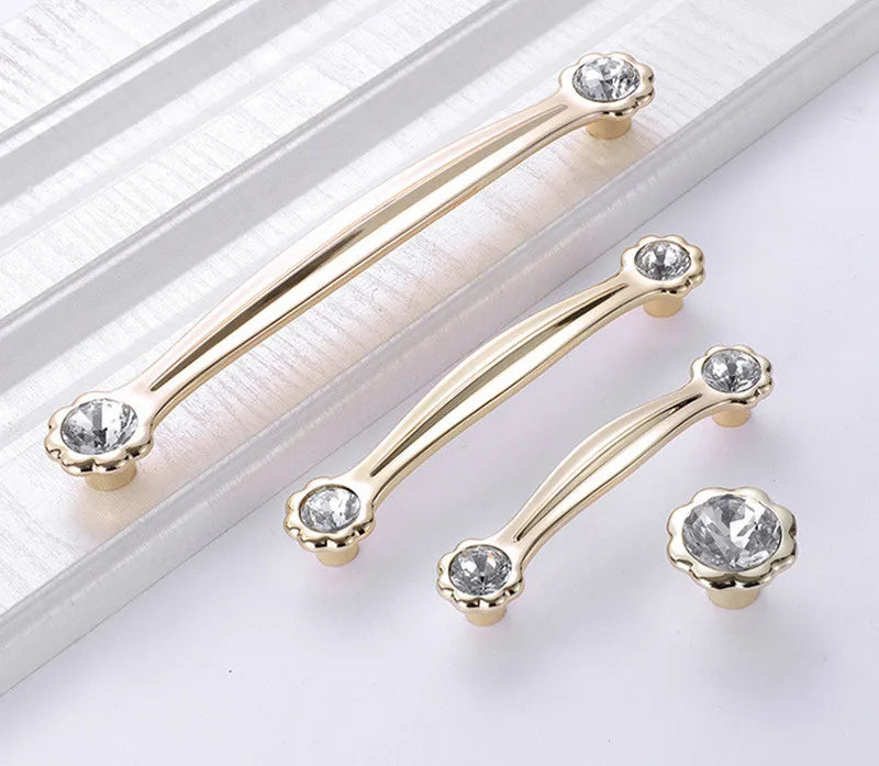 KK&FING Luxury Crystal Handles Drawer Knobs Zinc Alloy Kitchen Cabinet Handles Wardrobe Door Pulls Furniture Handle Hardware
