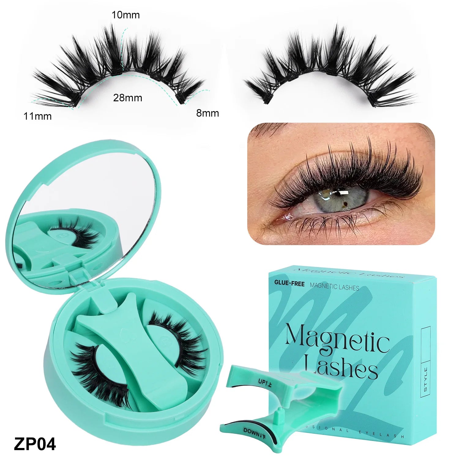 Magnetic Fake Eyelashes Set Reusable 3D Glue-free Waterproof Natural False Eyelashes With Travel-friendly Applicator