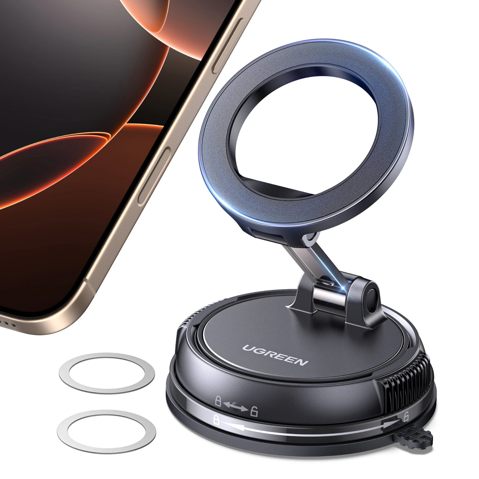 UGREEN Magnetic Car Phone Holder  360°Rotatable Dashboard Suction Cup Car Mount For Magsafe iPhone 16 15 14 ProMax Xiaomi Samsun