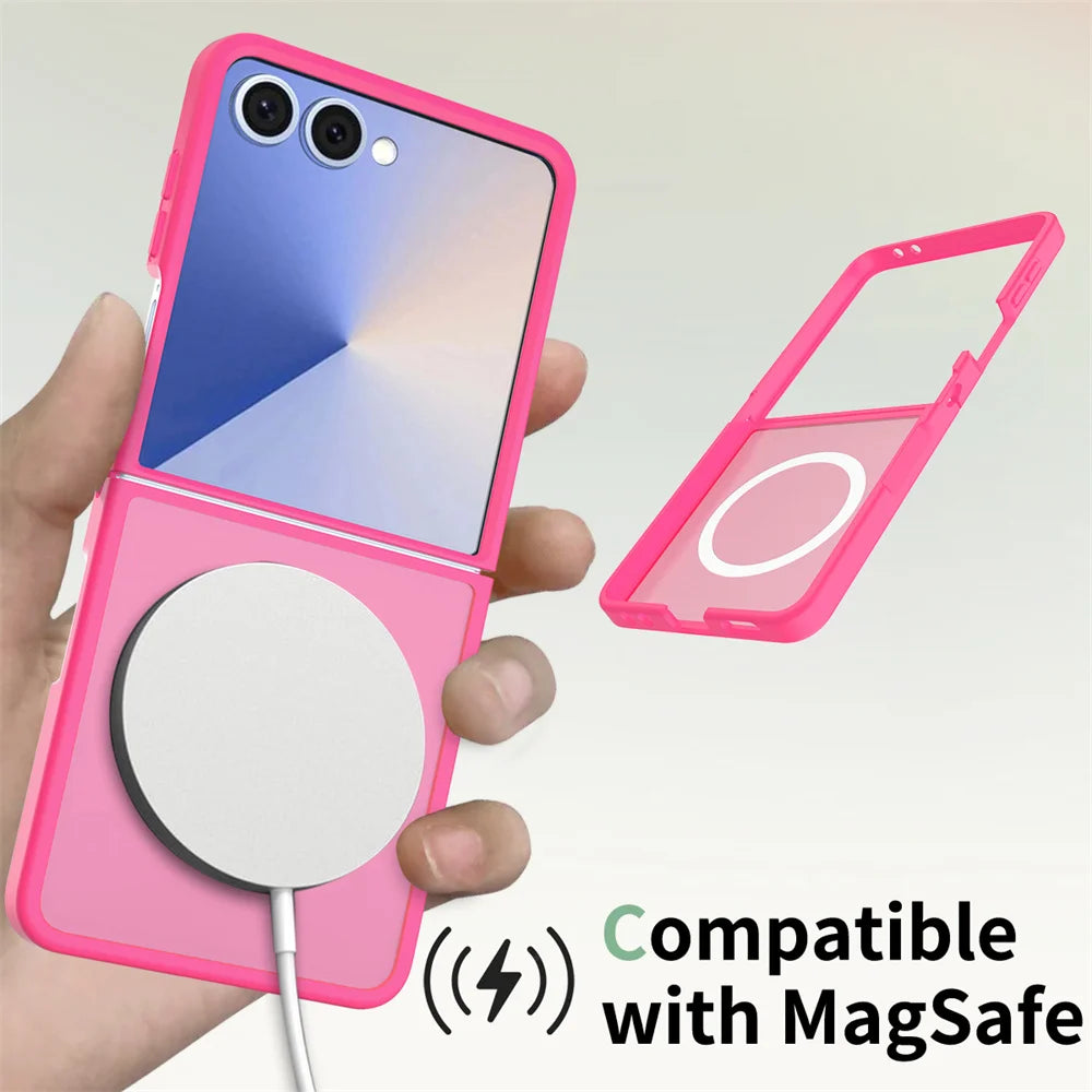 New Case For Samsung Galaxy Z Flip 7 Phone Case luxury Support in wireless charging Flip Cover For Samsung Z Flip 6 Phone Cover