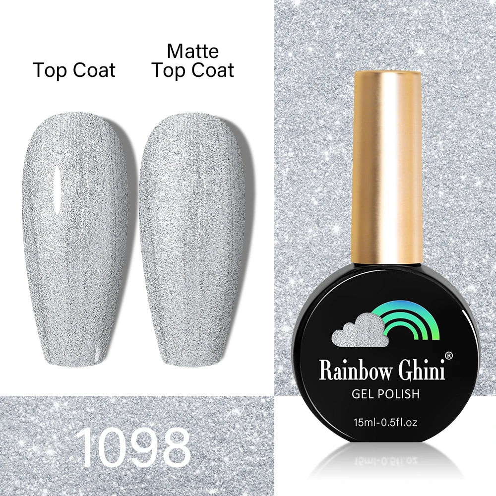 RG HEMA TPO FREE Neon Glitter Gel Nail Polish 15ml Nail Art Manicure Semi Permanent Gel Hybrid Varnishes Top Base Coat UV Nail