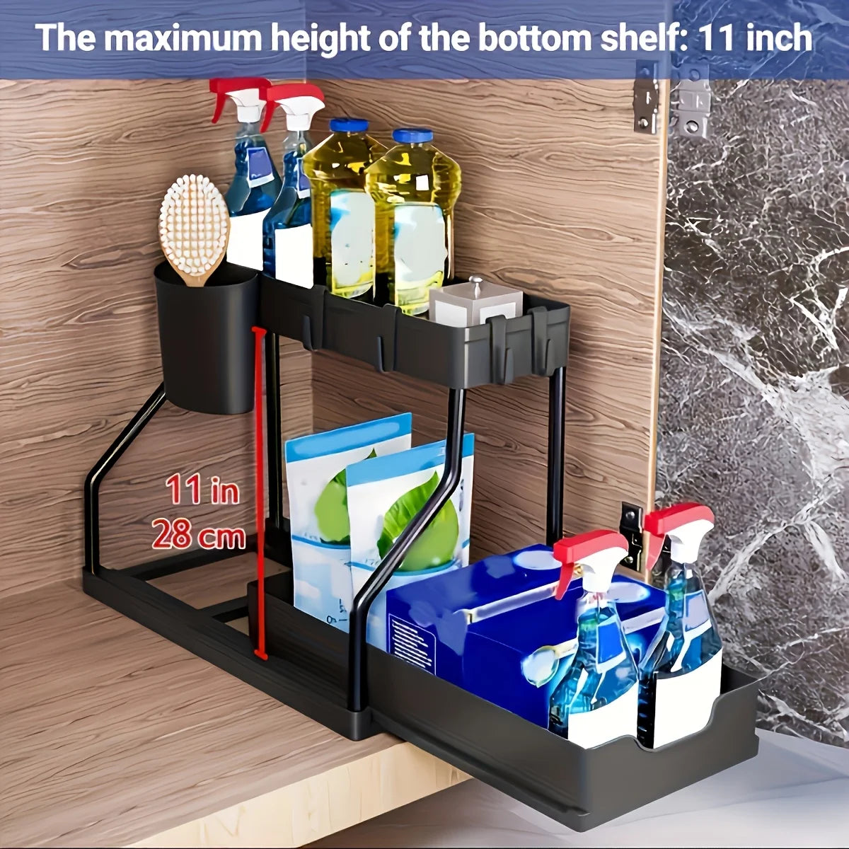 Multi-layer Pull-out Finishing Seasoning Household Kitchen Rack Bathroom Sink Layered Sundries Storage Rack