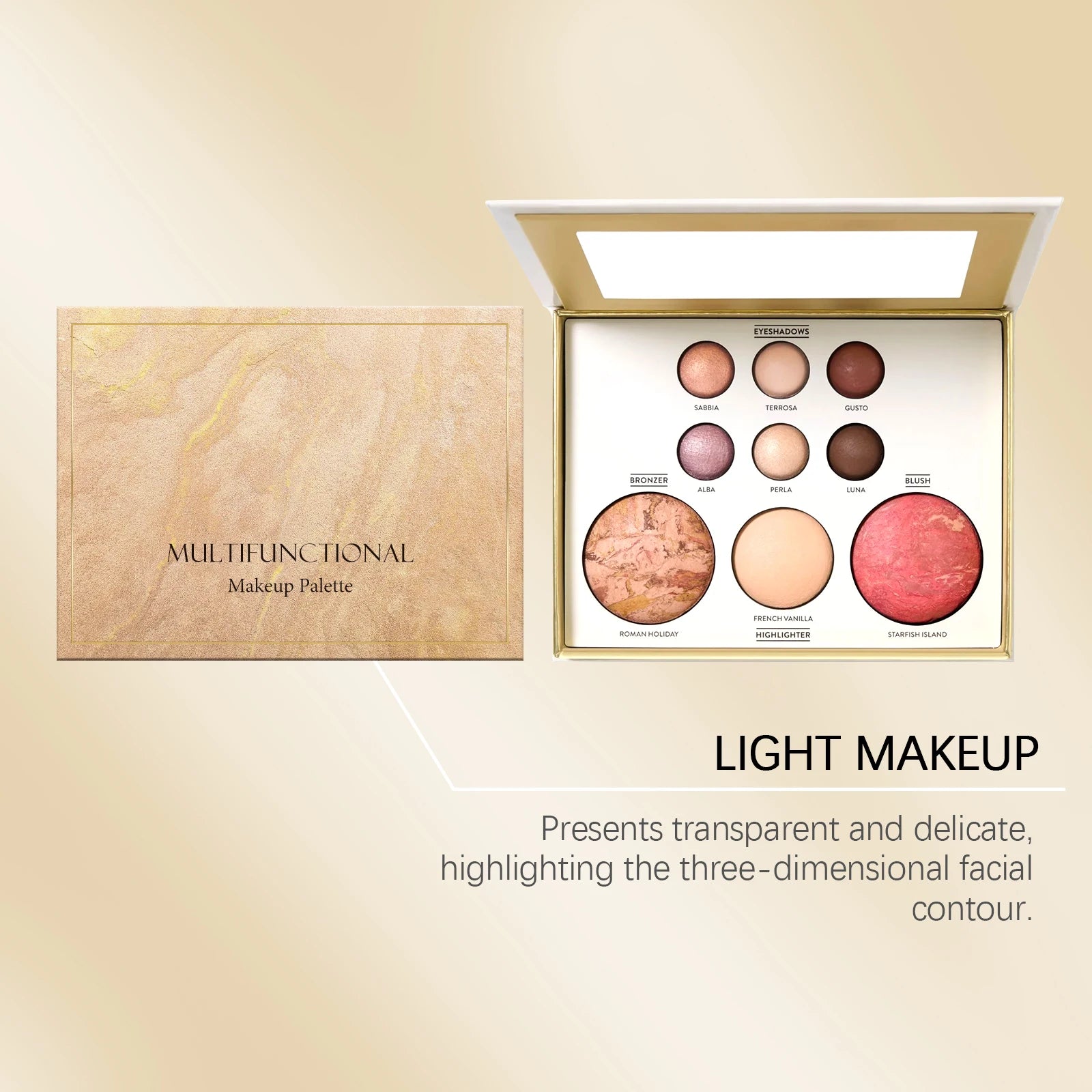 9 Colors Glitter Eyeshadow Palette Matte Highlighter Blush Eyelid Brightening Waterproof Lasting Makeup Versatile Cosmetic Set