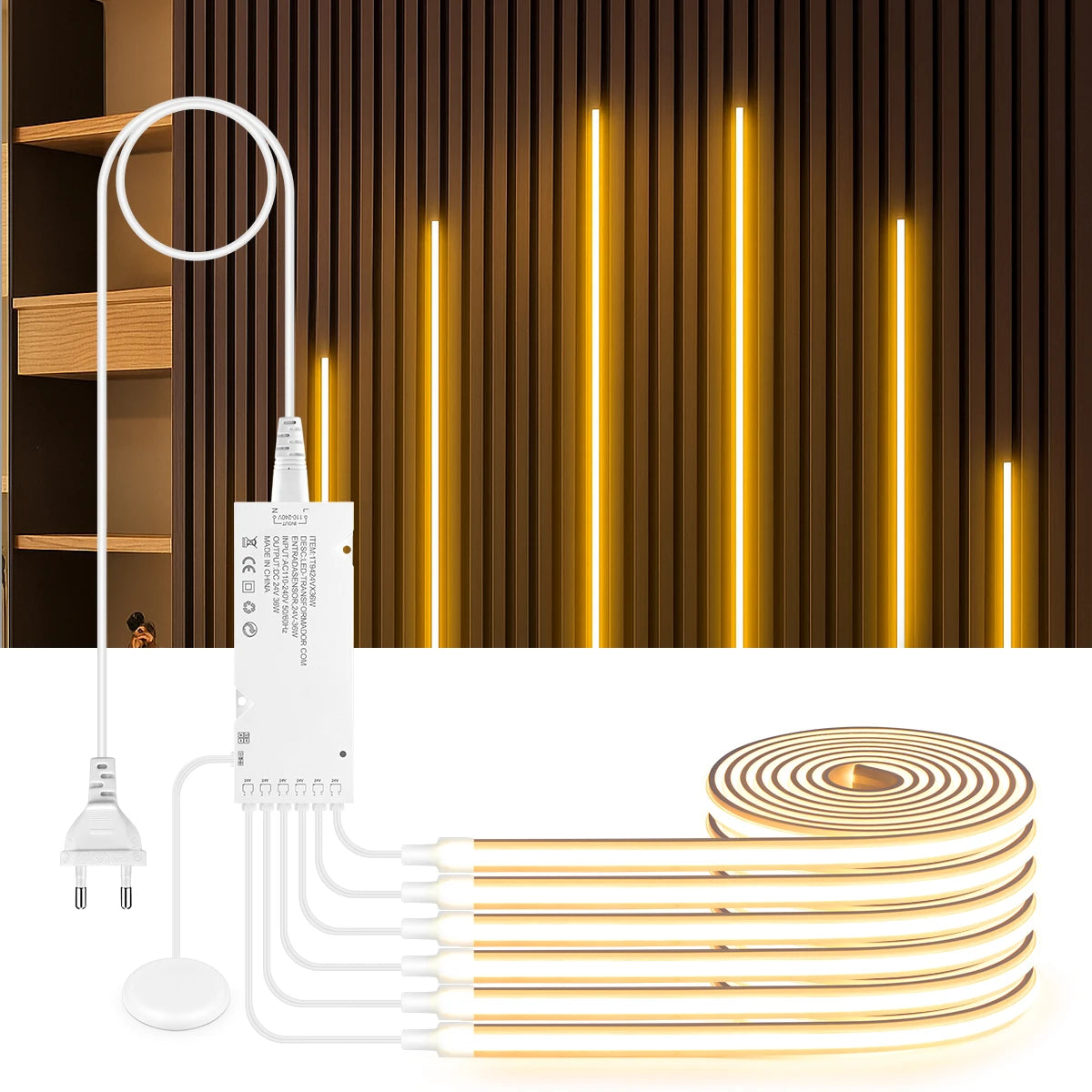COB Neon Strip Under Cabinet Led Lights Penetrable Wood Dimmable Touch Sensor Wall Lamp,Kitchen Storage Cabinet Lighting Decor