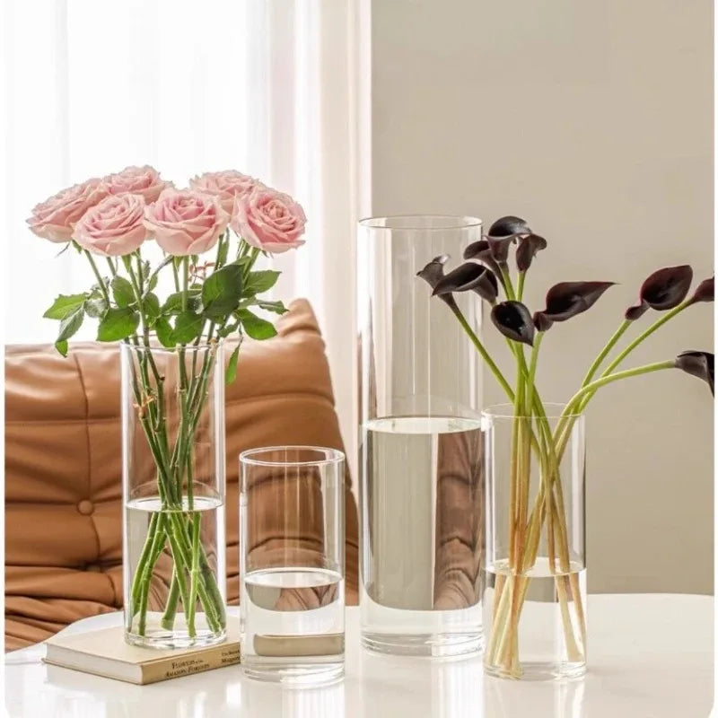 Tall Large Plastic Clear Vase - Acrylic Cylinder Flower Vase, Unbreakable Hurricane, Wedding Centerpieces Hydroponic Decor