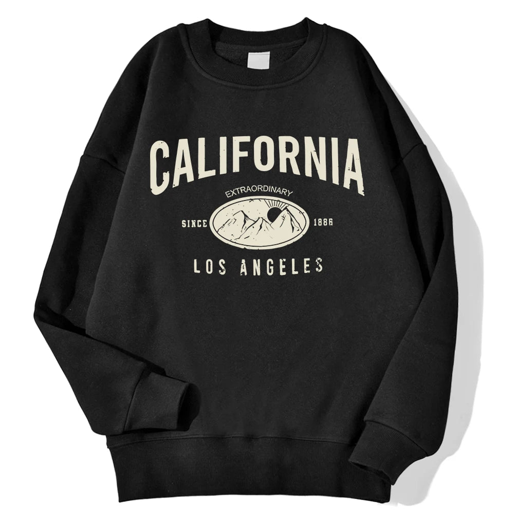 New York California Malibu Letter Sweatshirts Winter Women Casual Loose Hoodie Fleece Warm Crewneck Pullover Comfortable Clothes