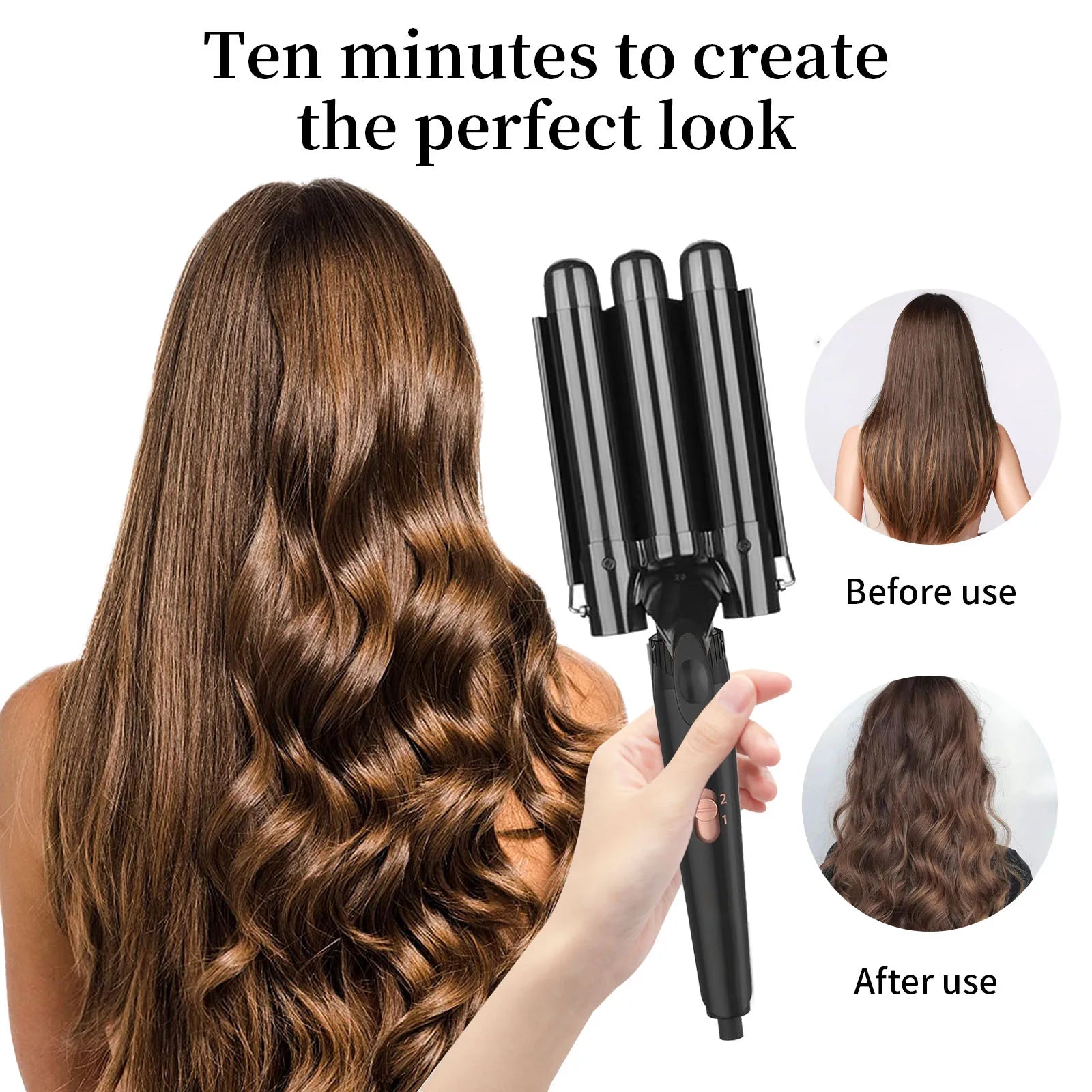 5 in 1 Hair Curlers Set with Curling Brush, 0.35”-1.25” Hair Curler Wand for Hairstyle and Heat Resistant Gloves and Hair Clip