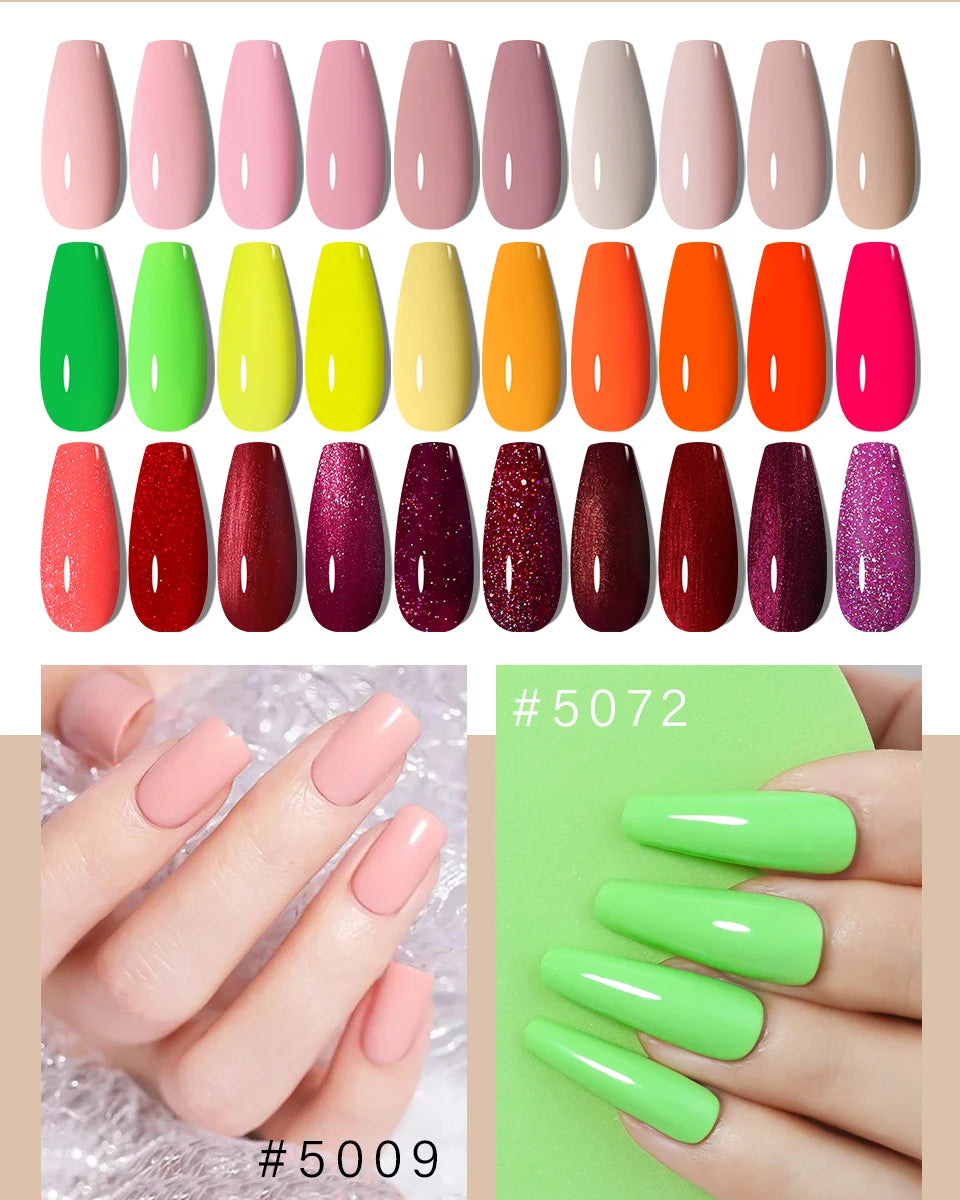 RG HEMA TPO FREE Neon Glitter Gel Nail Polish 15ml Nail Art Manicure Semi Permanent Gel Hybrid Varnishes Top Base Coat UV Nail