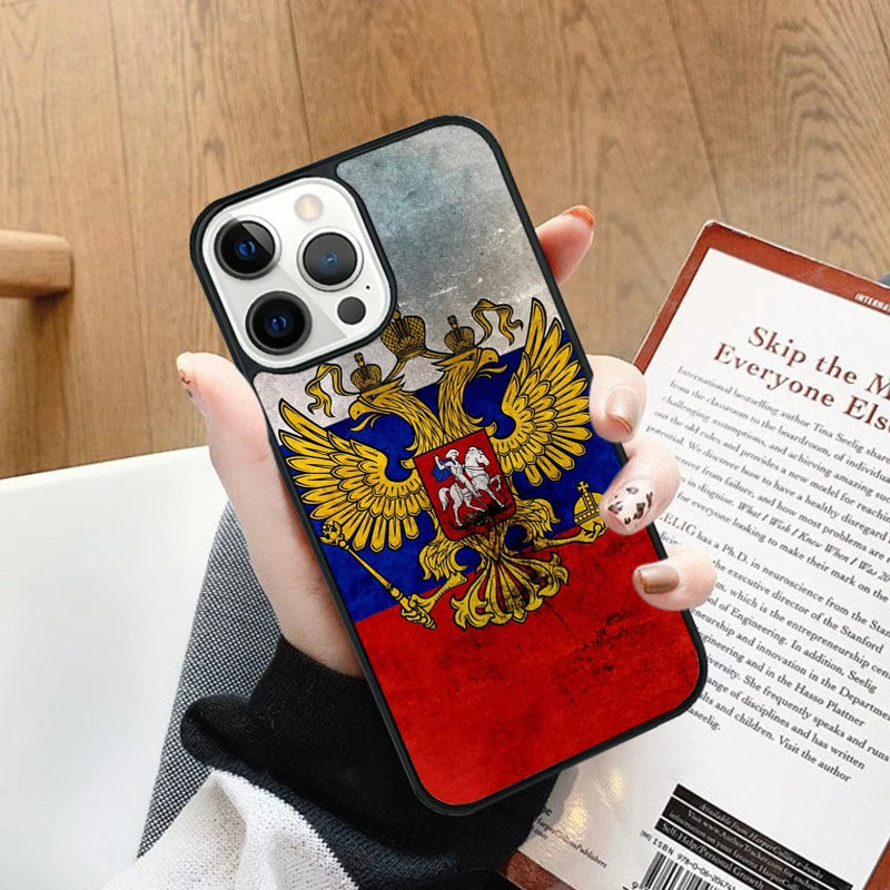 Russia Flag national emblem Phone Case cover For iPhone 17 Air 14 13 15 16 16e Pro Max Coque 12 11 Pro Max For Apple PLUS