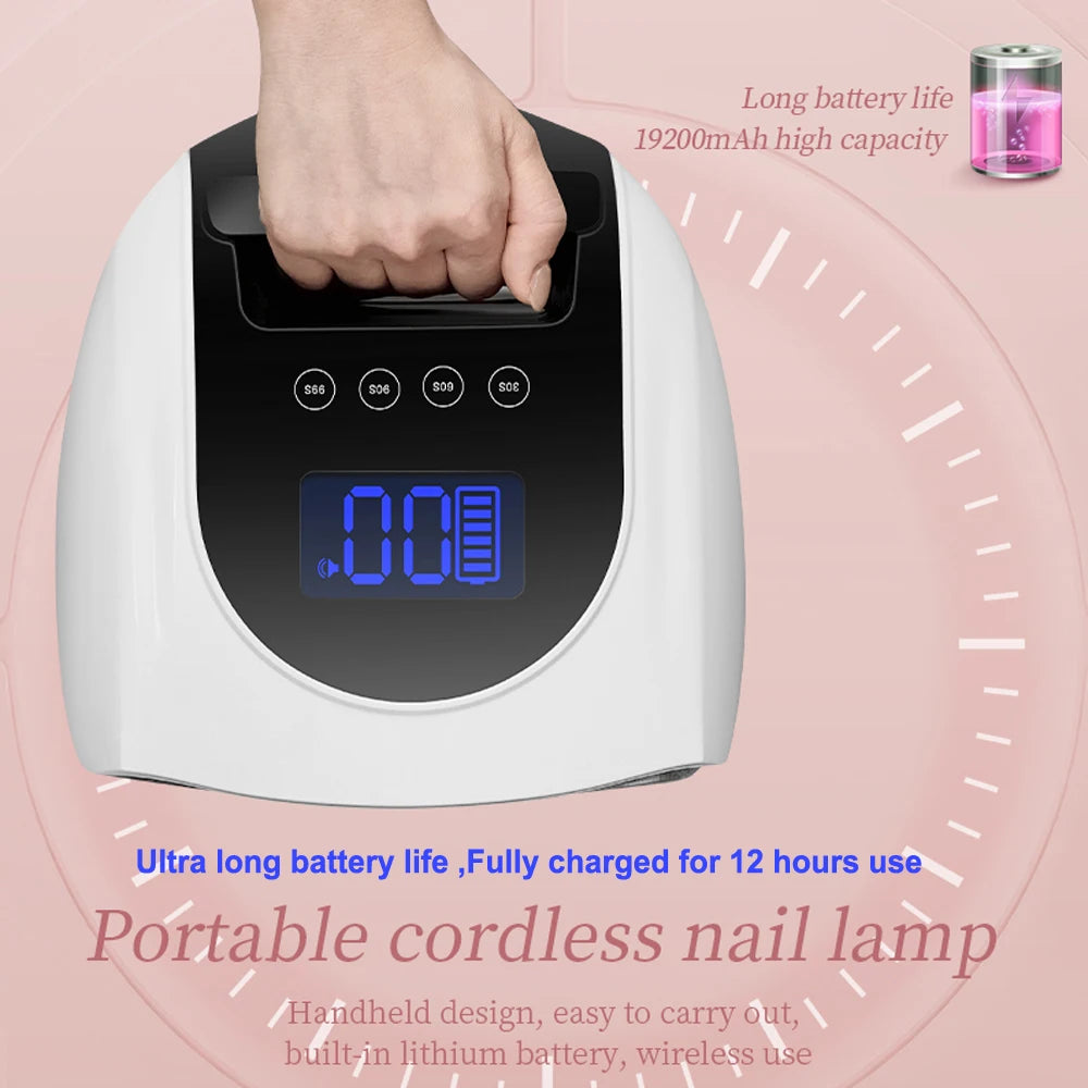 Rechargeable 96W Nail Lamp with Mirror Reflective Base Gel Polish Dryer Manicure Machine UV Light for Nails Nail UV LED Lamp
