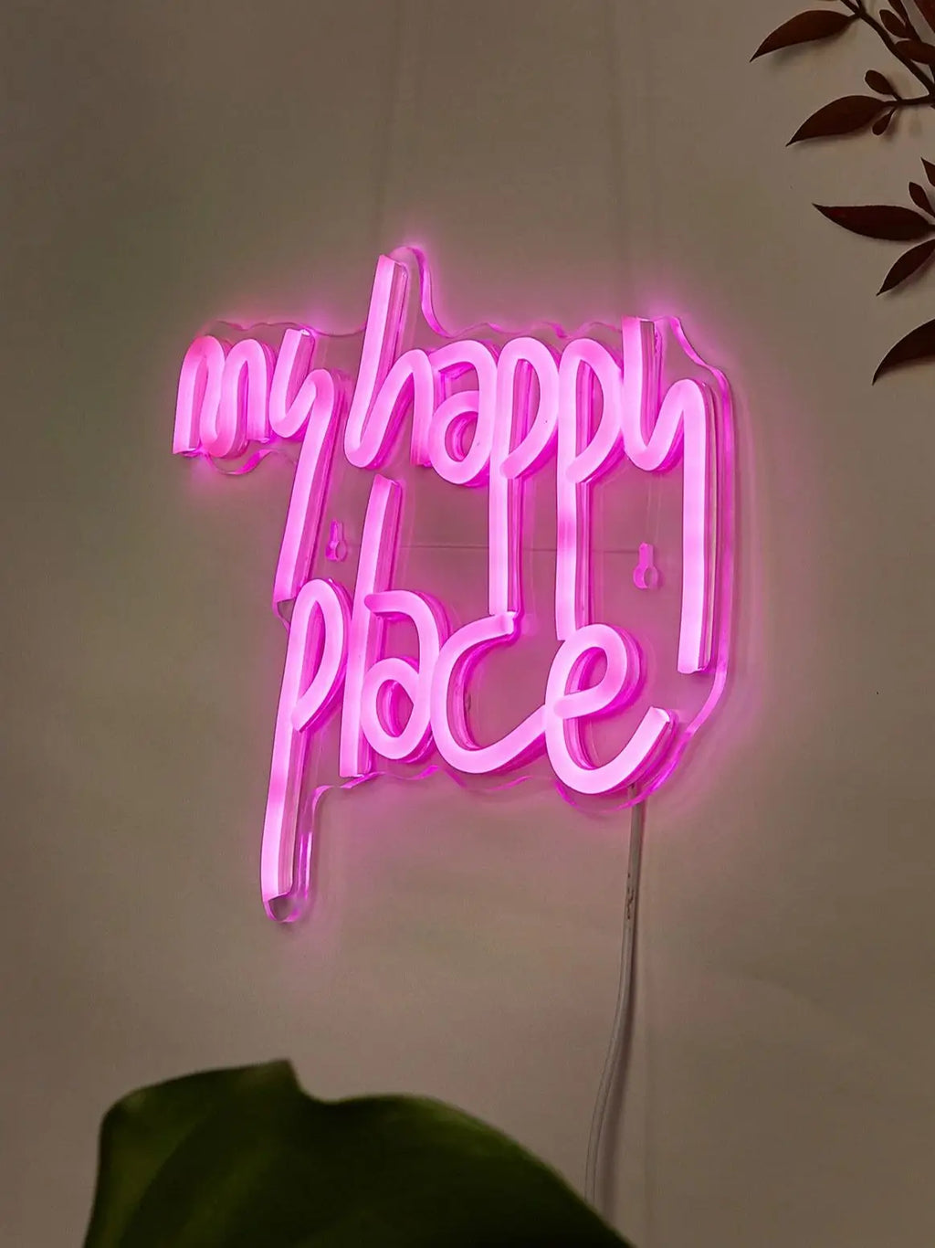Chi-buy LED Neon My Happy Place USB Powered Neon Signs Night Light 3D Wall Art & Game Room Bedroom Party Decor Lamp Signs