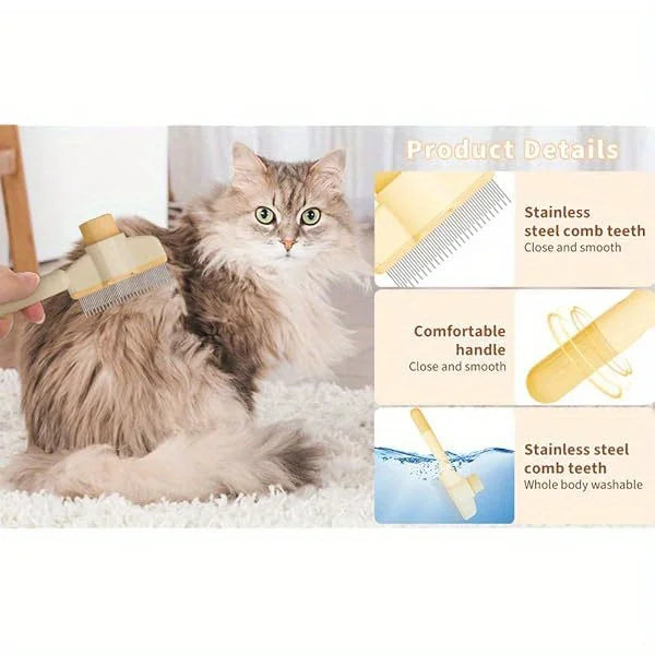 Pet One Button Self Cleaning Pet Grooming Gloves Brush Comb Hair Remover and Massage Tool for Cats and Dogs Easy Grooming