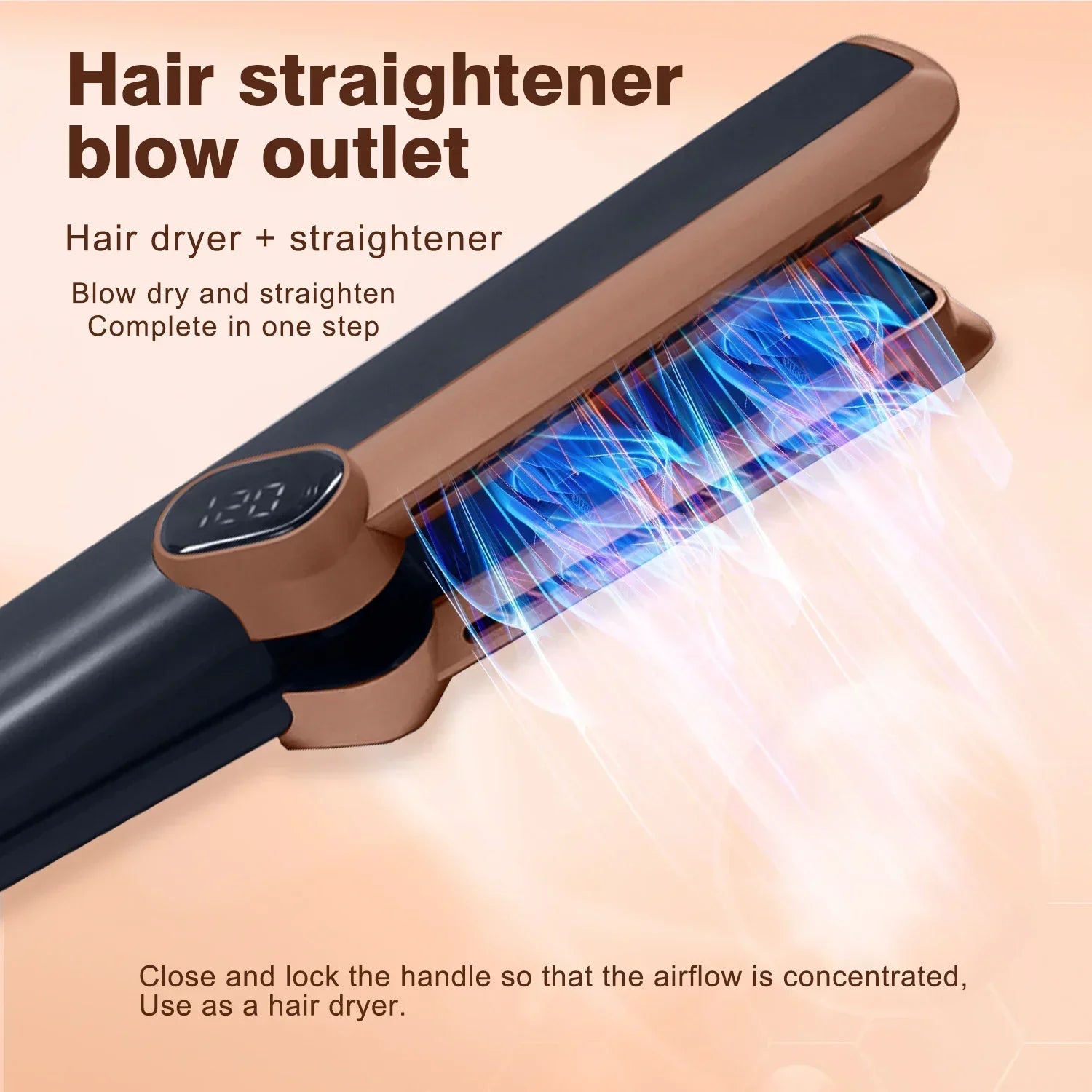 2in1 Professional Hair Straightener Curling Hair Dryer 106000 RPM Dry Air Anion Portable Wet & Dry Straightener
