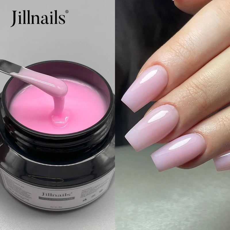 Jillnails 50g Self Leveling Medium Gel 50ml Milky Pink  White Gel Builder for Nails Extension Nail Building