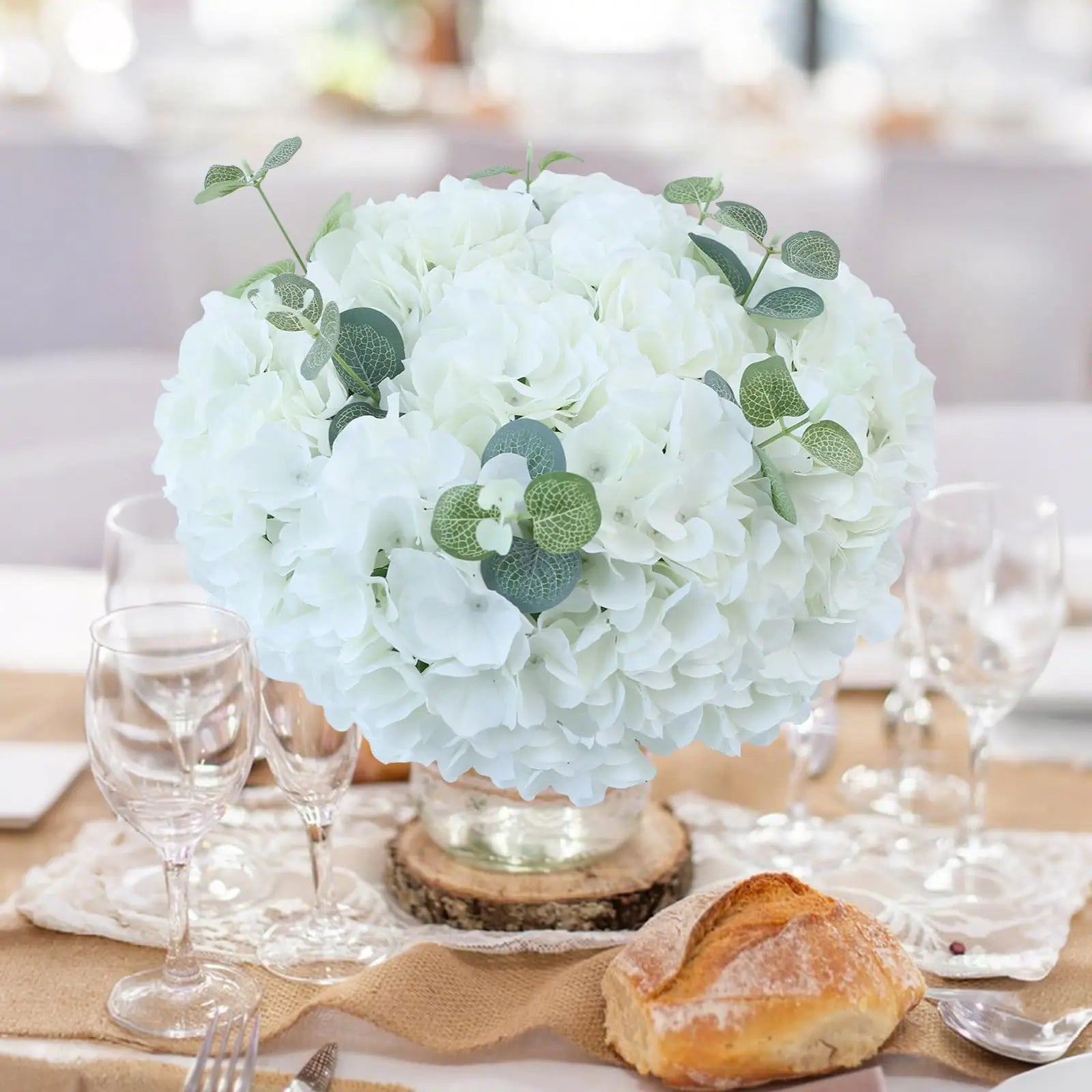 6PCS Artificial Hydrangea Flowers with Stem Fake Hydrangea Flower DIY Floral Wedding Centerpieces Home Party Table Decoration