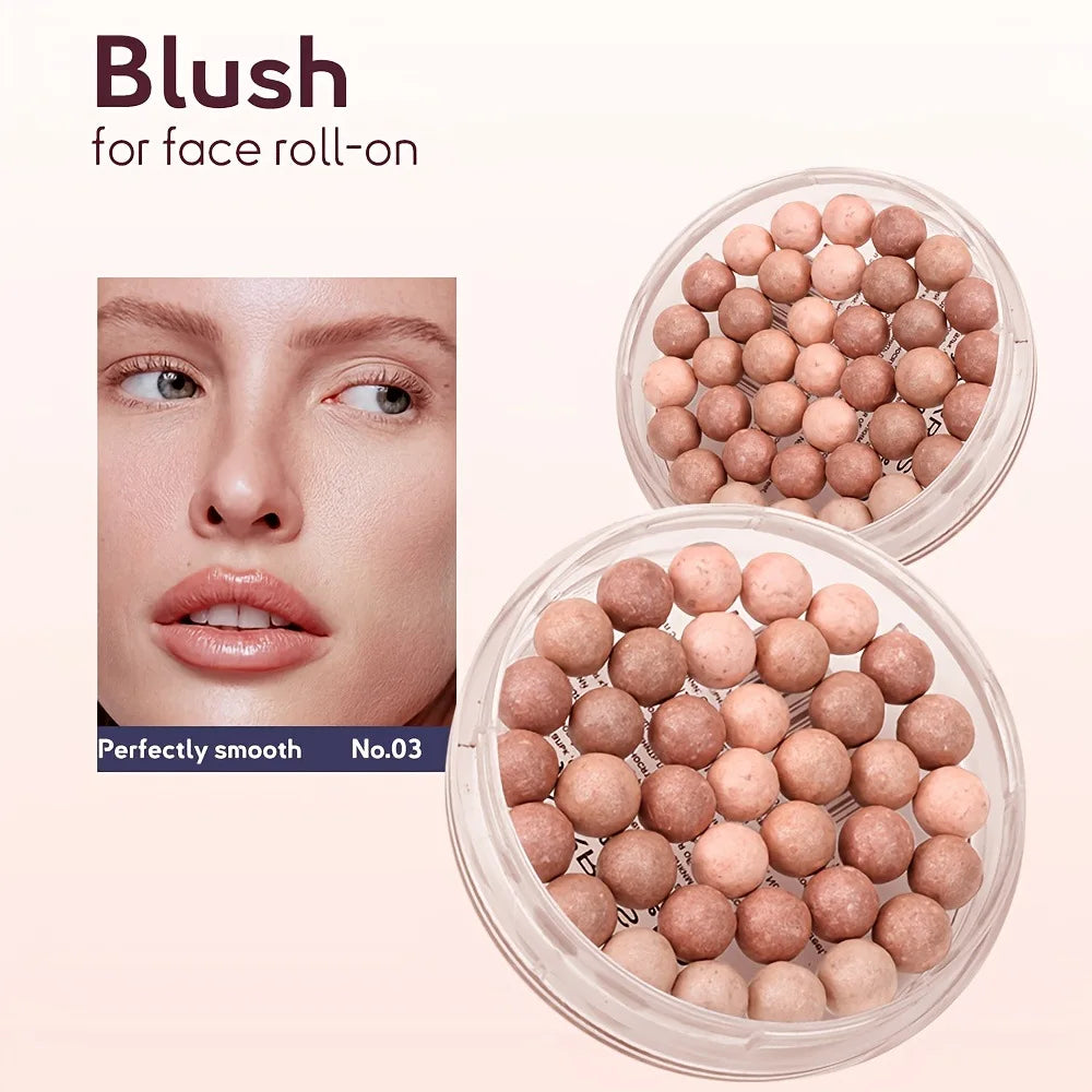 Multi-Tone Powder Blush Pearls with a brush,Water Resistant Natural Finish Face Blush for All Skin Tones,various holiday makeup