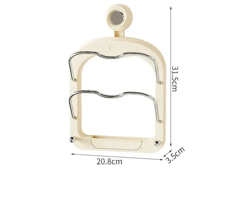Double Layer Pot Lid Holder Kitchen Storage Rack Wall Mounted Cutting Board Stand Multi Functional Plastic Home Organization